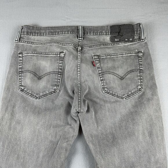 Levi's 511 Jeans Slim Skinny Straight Mens Gray Med Wash Low Rise Size 36x32 - Picture 8 of 16
